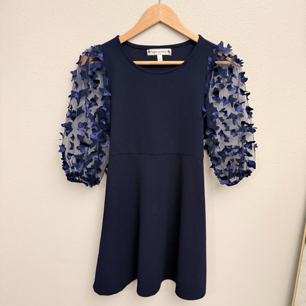 Girls Dancing Butterfly Sheer Sleeve Dress Wedding Church Dance First Day School